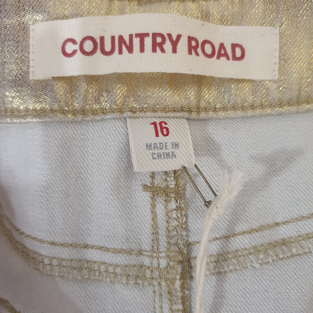 BNWT Country Road Gold Metallic Skirt Size 16 - Picture 7 of 9